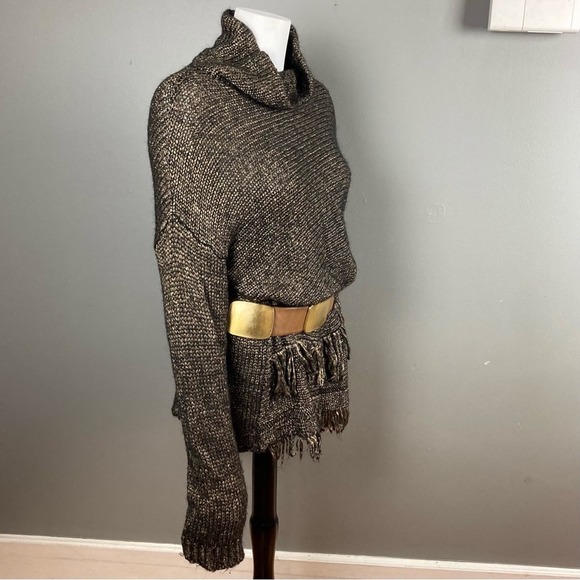 Donna Karan belt small leather chunky metal hardware western brown metallic main image 11